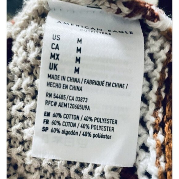 American Eagle AE Womens Medium Striped Cropped Tank Sweater Brown Boho - Picture 5 of 6